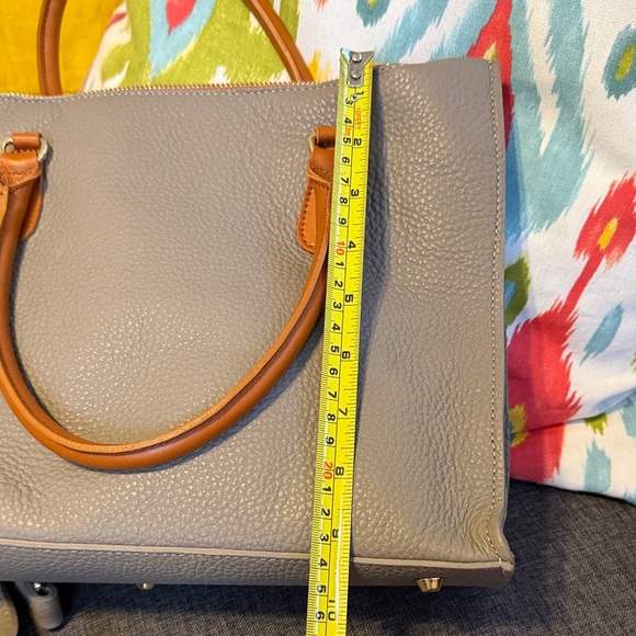 Chic Gray Satchel with Tan Accents Valentina Italian Leather - Picture 14 of 15